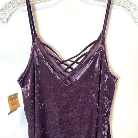 American Eagle NWT Purple Crushed Velvet Sleeveless Strappy Tank Top - Picture 6 of 8